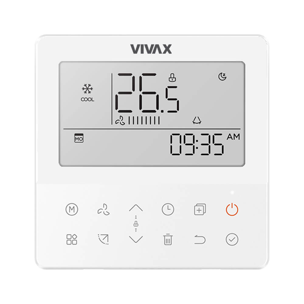 Telecomanda Vivax KJR-120N(X4), de perete, wired (cu fir), 4 fire, compatibilitate Caseta, Duct, Convertibil, display LCD