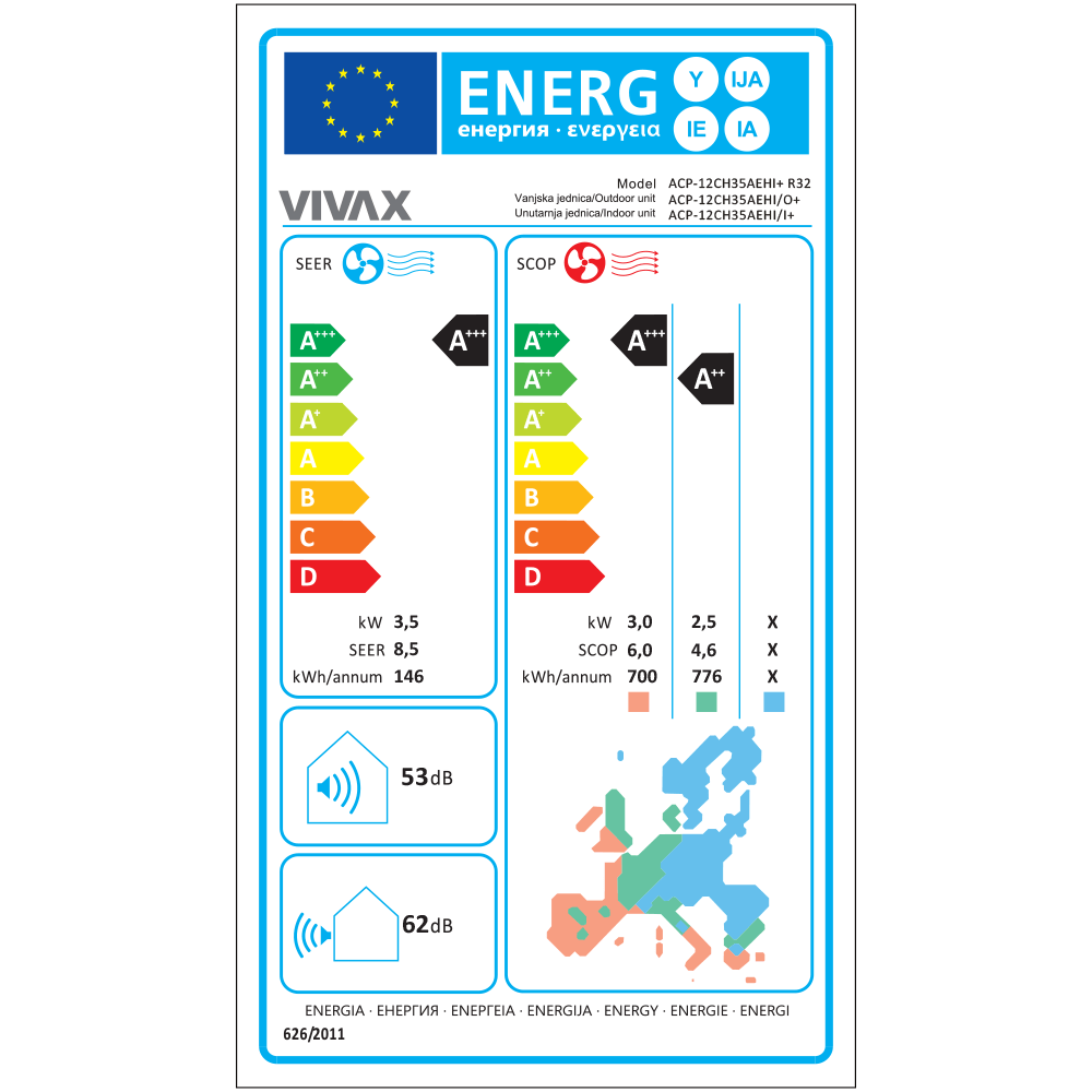 Aer conditionat Vivax H+Design 12000 BTU - WiFi, Gold