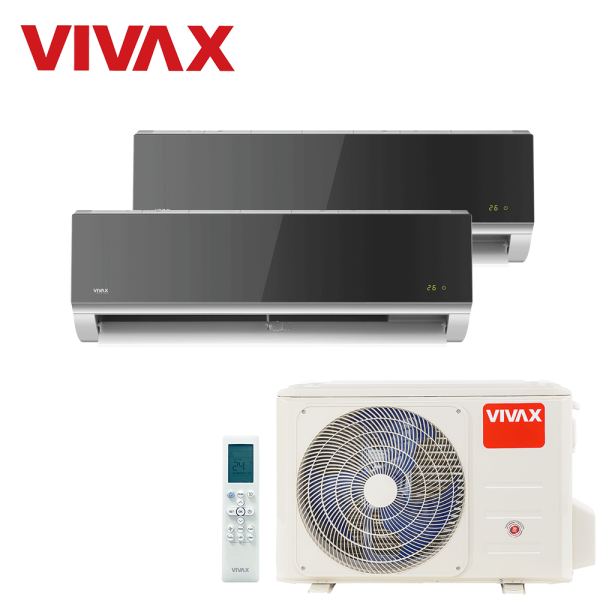 Aer conditionat multisplit Vivax 18000 BTU, 2 unitati R-design, 12+12 BTU, Silver Mirror