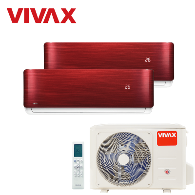 Aer conditionat multisplit Vivax 18000 BTU, 2 unitati R-design, 12+12 BTU, Red