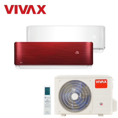 Aer conditionat multisplit Vivax 14000 BTU, 2 unitati R-design, 9+12 BTU, White/Red
