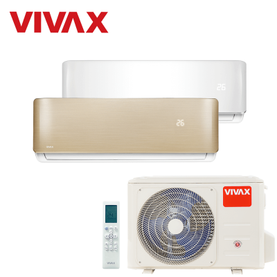 Aer conditionat multisplit Vivax 14000 BTU, 2 unitati R-design, 9+12 BTU, White/Gold