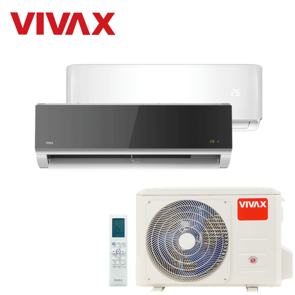 Aer conditionat multisplit Vivax 18000 BTU, 2 unitati R-design, 9+12 BTU, White/Silver Mirror