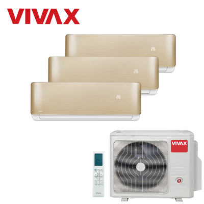 Aer conditionat multisplit Vivax 27000 BTU, 3 unitati R-design, 9+9+12 BTU, Gold