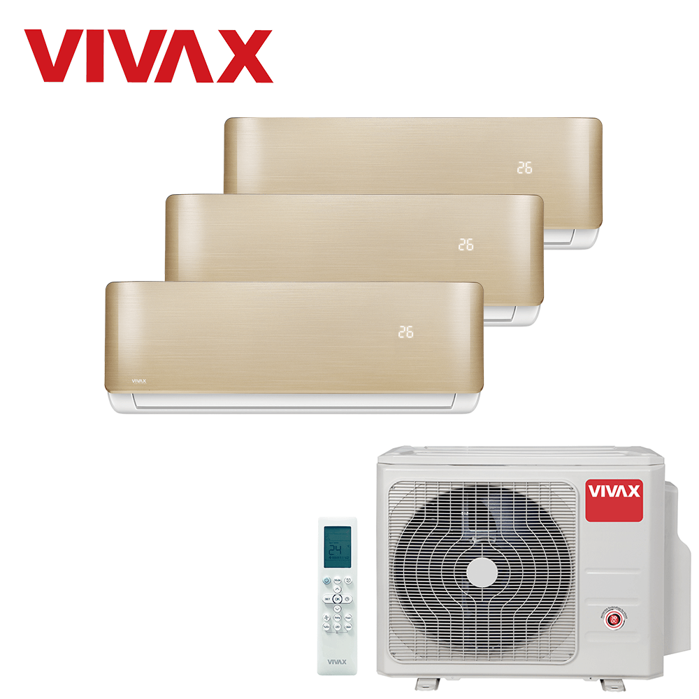 Aer conditionat multisplit Vivax 27000 BTU, 3 unitati R-design, 9+9+12 BTU, Gold