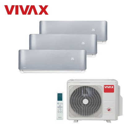 Aer conditionat multisplit Vivax 27000 BTU, 3 unitati R-design, 9+9+9 BTU, Silver