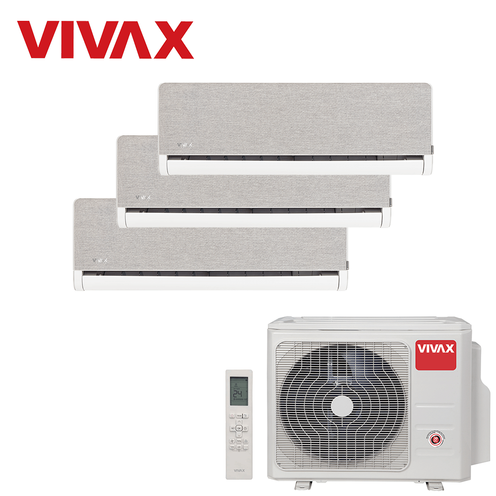Aer conditionat multisplit Vivax 21000 BTU, 3 unitati H-design, 9+9+9 BTU, Silver
