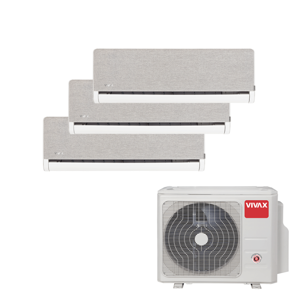Aer conditionat multisplit Vivax 27000 BTU, 3 unitati H-design, 9+9+12 BTU, Silver