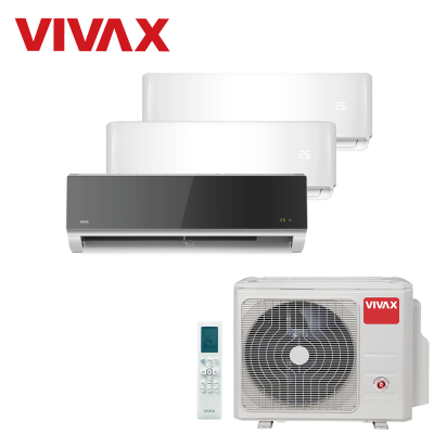 Aer conditionat multisplit Vivax 27000 BTU, 3 unitati R-design, 9+9+12 BTU, White/Silver Mirror