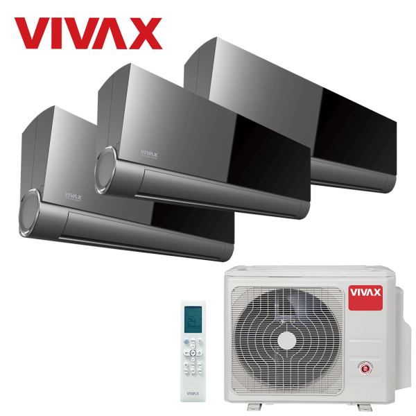 Aer conditionat multisplit Vivax 21000 BTU, 3 unitati V-design, 9+9+9 BTU, Grey Mirror