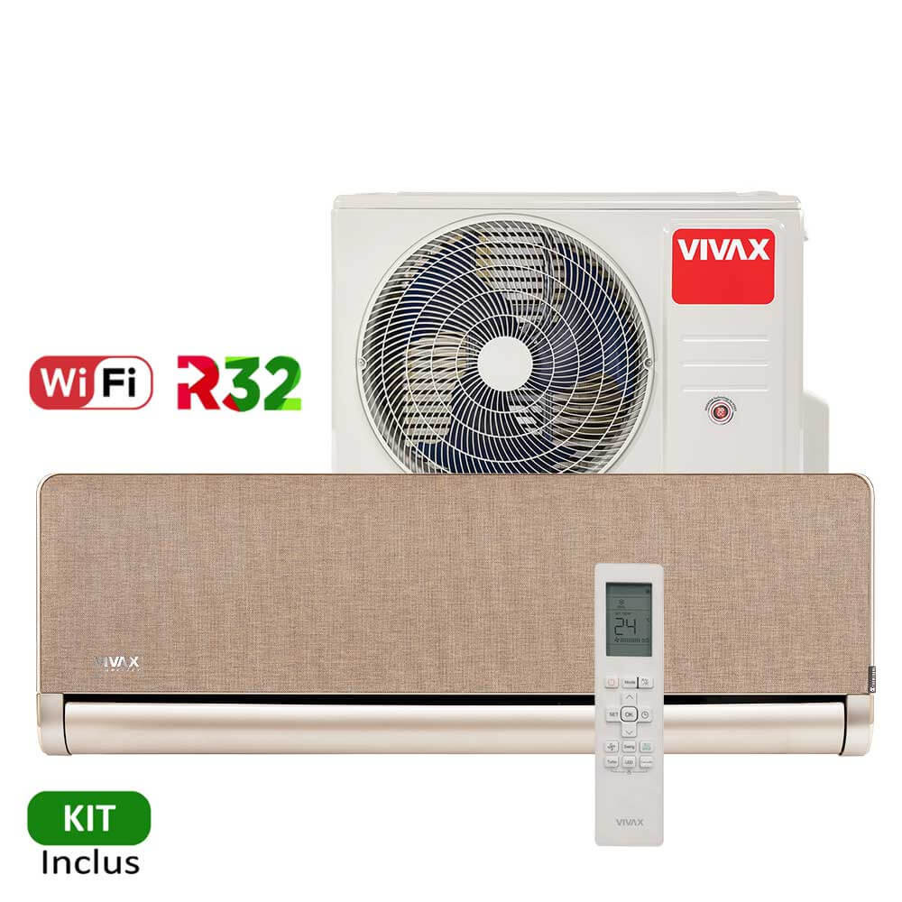 Aer conditionat Vivax H+Design 18000 BTU - WiFi, Kit inclus, Gold