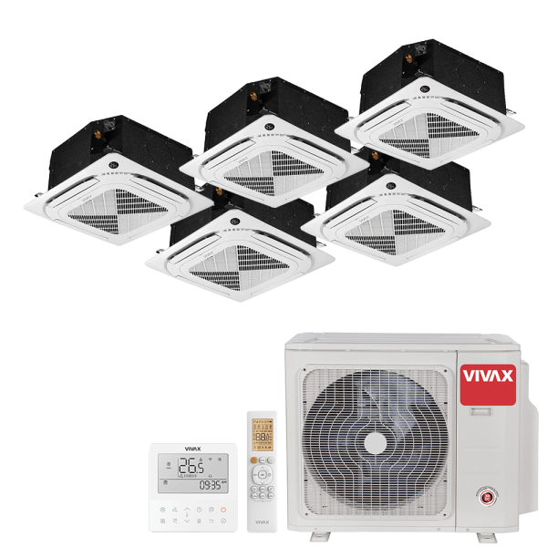 Aer conditionat multisplit Vivax 42000 BTU - 5 unitati Caseta 4 directii, 12+12+12+12+12 BTU
