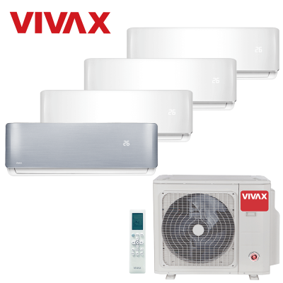 Aer conditionat multisplit Vivax 28000 BTU, 4 unitati R-design, 9+9+9+12 BTU, White/Silver