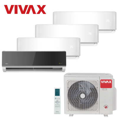 Aer conditionat multisplit Vivax 28000 BTU, 4 unitati R-design, 9+9+9+12 BTU, White/Silver Mirror