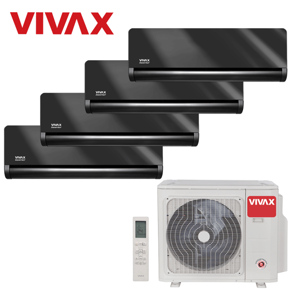Aer conditionat multisplit Vivax 28000 BTU, 4 unitati H-design, 9+9+9+9 BTU, Gray Mirror