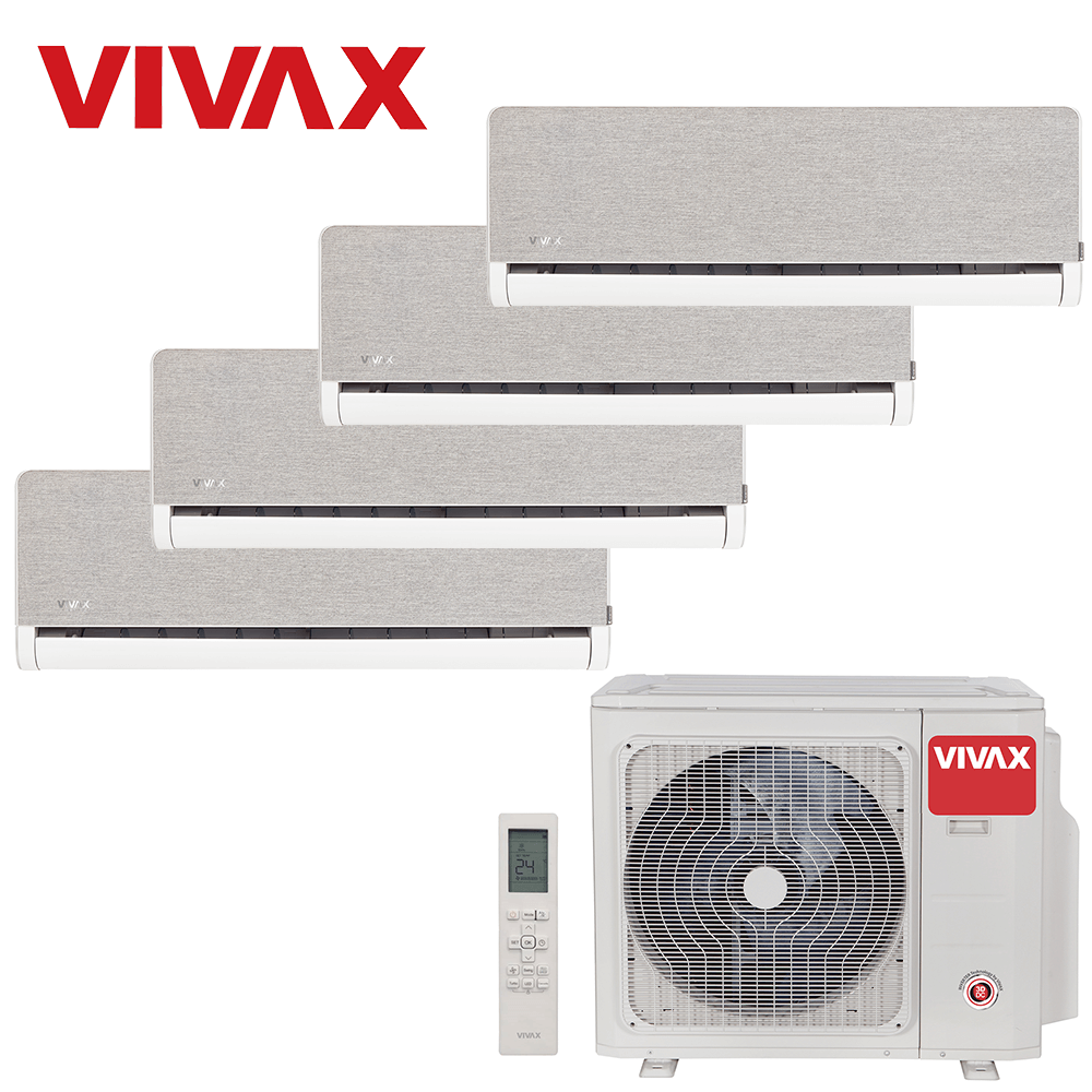 Aer conditionat multisplit Vivax 28000 BTU, 4 unitati H-design, 9+9+9+9 BTU, Silver