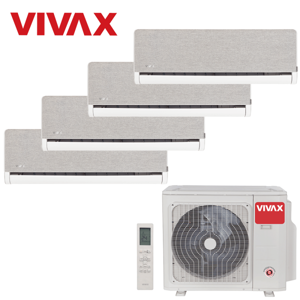 Aer conditionat multisplit Vivax 28000 BTU, 4 unitati H-design, 9+9+9+9 BTU, Silver
