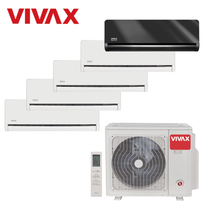 Aer conditionat multisplit Vivax 42000 BTU, 5 unitati H-design, 9+9+9+9+12 BTU, White/Gray Mirror