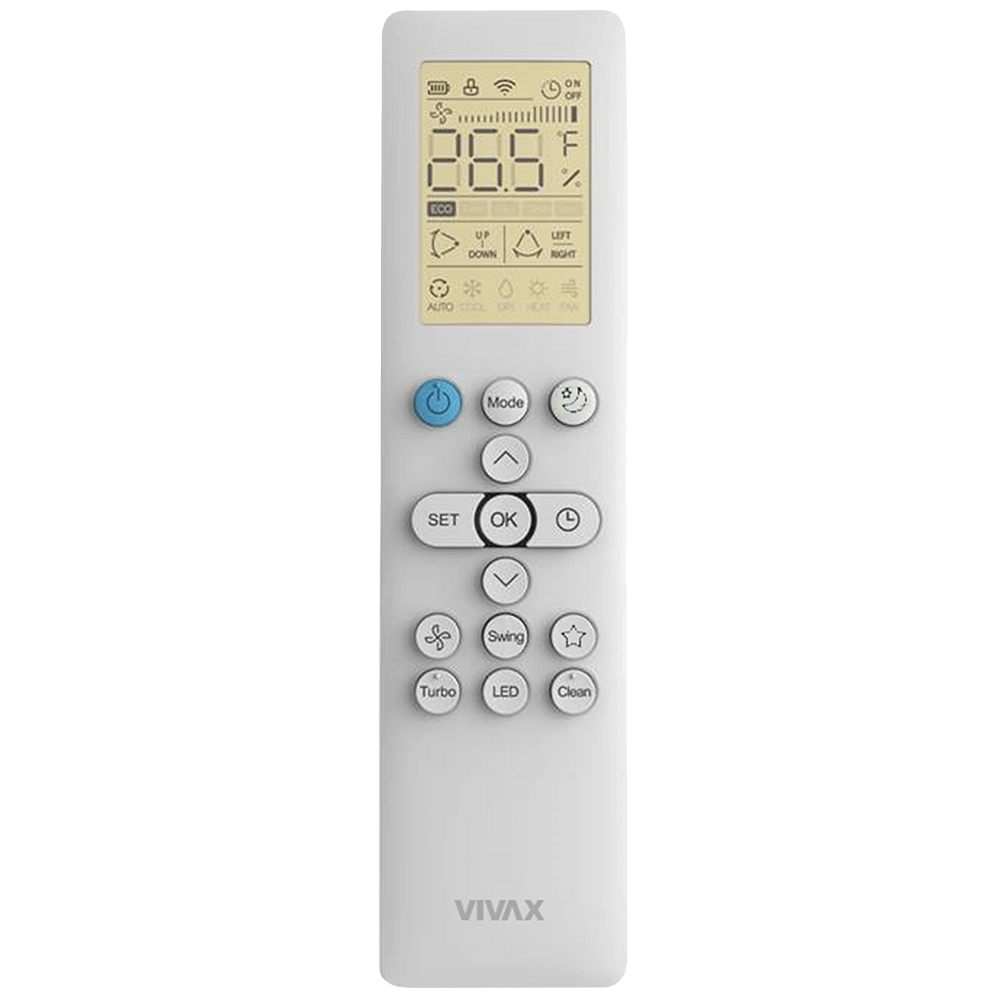 Telecomanda Vivax RG10A, wireless (fara fir), compatibilitate aer conditionat M-Design, Q-Design, display LCD, culoare alb